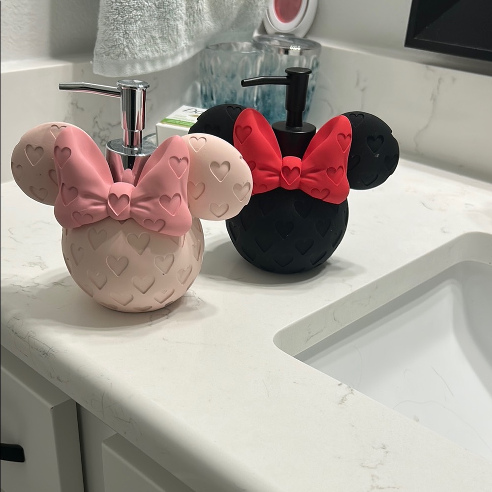 Disney Mickey and Minnie Mouse Soap Dispensers - Pink and Black